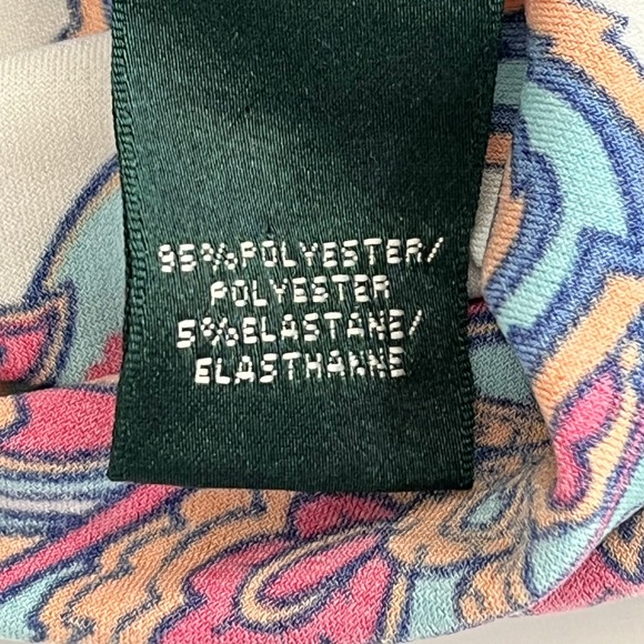 Lauren Ralph Lauren Paisley Sheath Dress Women Sz 6 Cap Sleeve Ruched Feminine - Picture 15 of 16